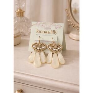 Lonna & Lilly Gold Ivory Stone Boho Earrings New